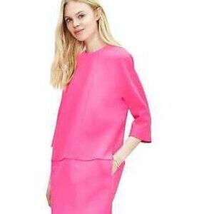 Banana Republic Monogram Seamed Shift Dress in Neon Bubblegum Pink, Size 8
